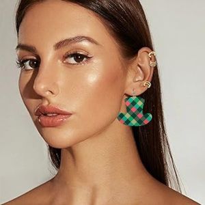 3/$15 St. Patrick’s Day Irish Green Plaid Top Hat Faux Leather Earrings
